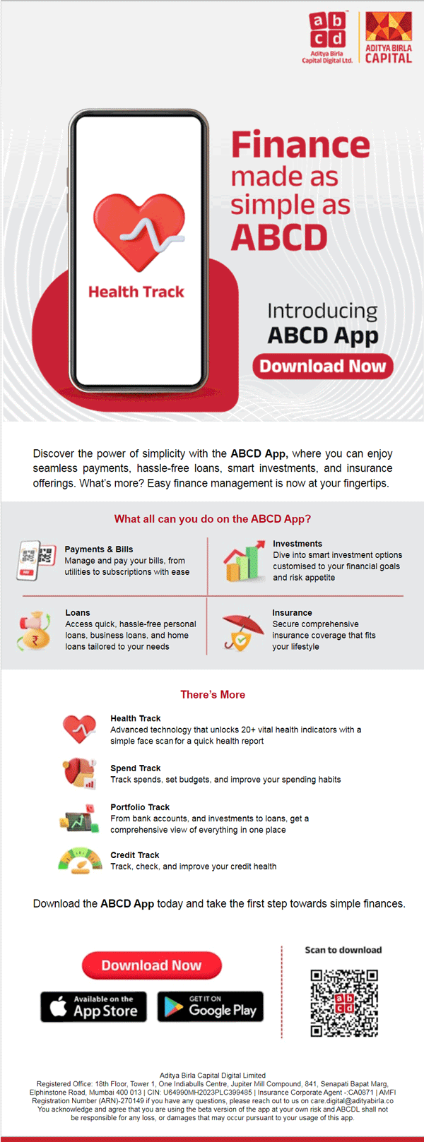 ABCD Finance App Launch email design