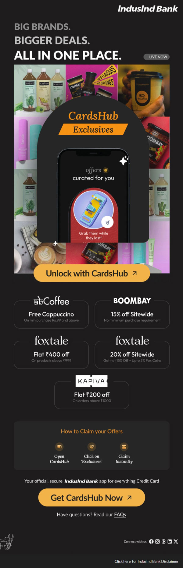 CardsHub Exclusive Offers Mailer Figma design
