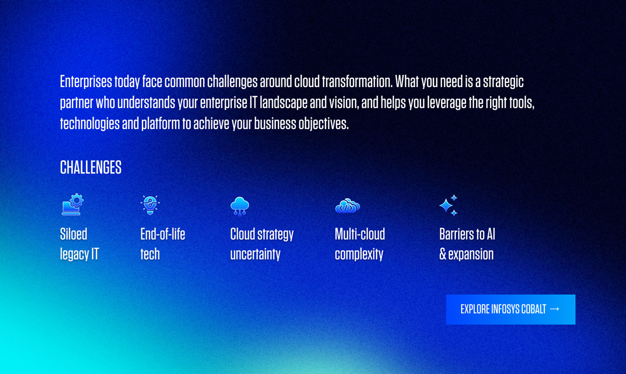 Infosys Cobalt Experience Challenges landing page