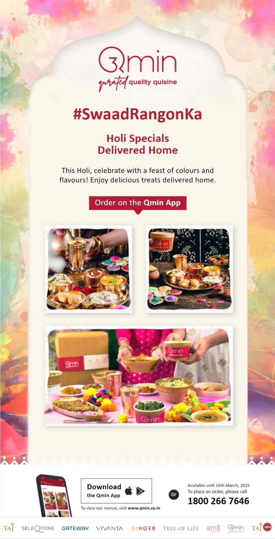 Qmin Holi Festive 2025 email campaign