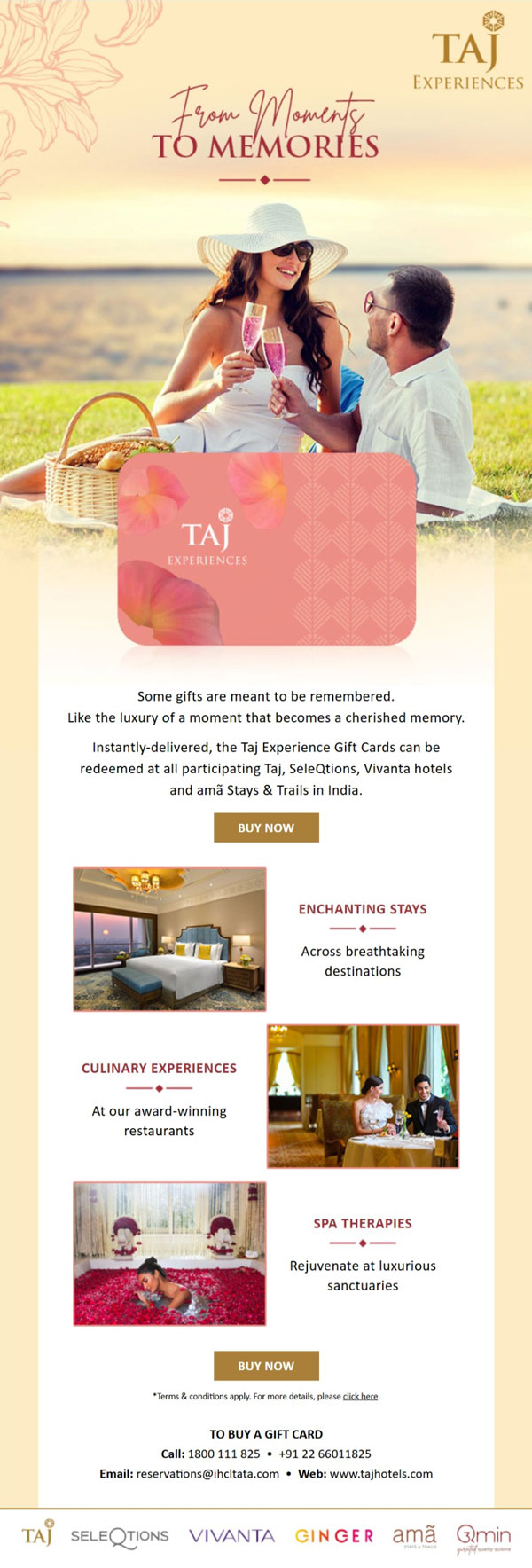 Taj Experience Gift Cards Valentine email campaign