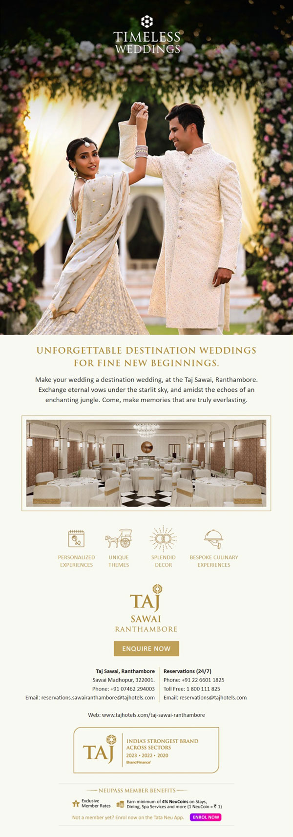 Timeless Weddings Taj Sawai email campaign